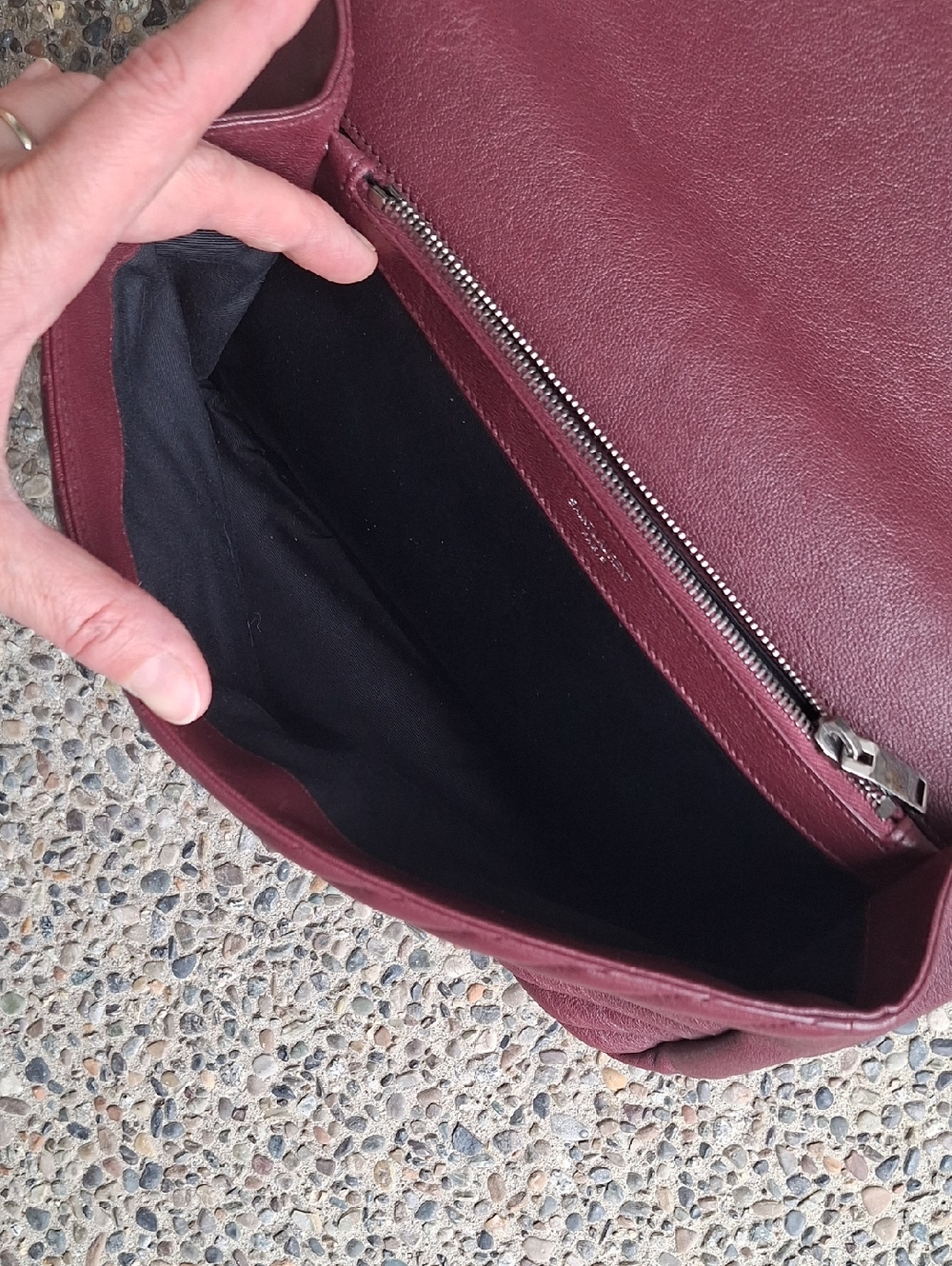 Saint Laurent YSL Chevron College Bag Burgundy Aged Black Hardware Large Size - Picture 13 of 16